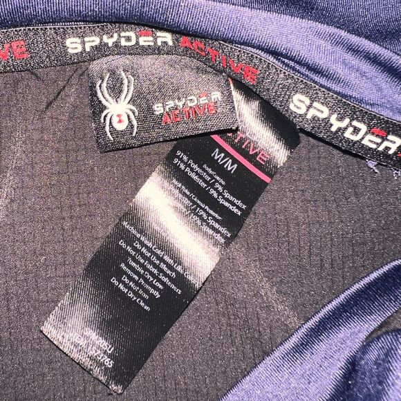 Spyder Active Pro WB Short Sleeve Blue Black Shirt Men’s Sz M Athleisure Top - Picture 6 of 9